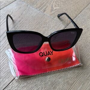 Quay Australia Black Cat Eye Sunglasses with Dark Gradient Lenses